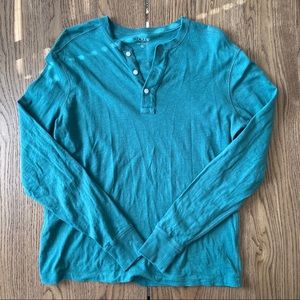 J. Crew Teal Henley Size Medium